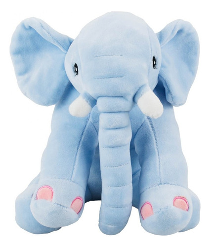 Elefante Sentado De Pelúcia Azul 24 Cm