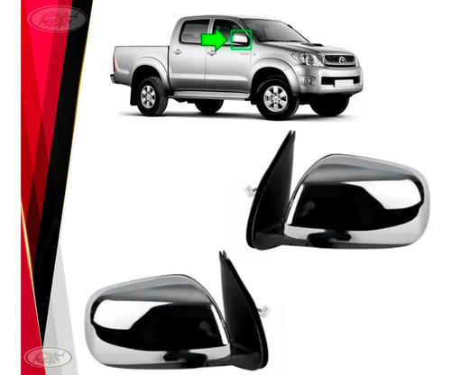 Kit 2 Espejos Toyota Hilux Vigo 2005-2015 Manual - Cromado