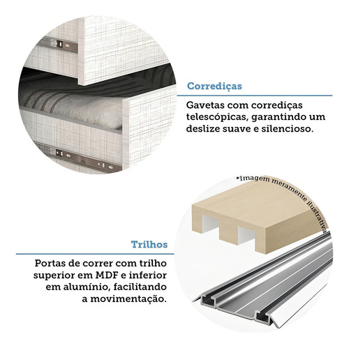 Guarda-roupa Casal 160cm 2 Portas De Correr Com Aawt