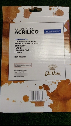 Imagen 2 de 4 de Set De Arte Acrílico 14 Piezas