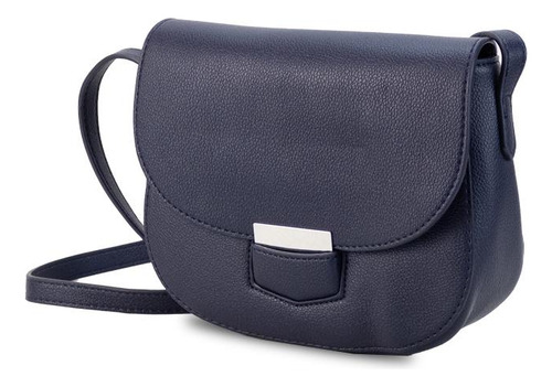 Bandolera Elegante Con Tapa Y Correa Regulable Dama Lincolns Color Azul Ocaso
