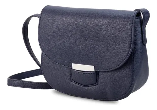 Bandolera Elegante Con Tapa Y Correa Regulable Dama Lincolns Color Azul Ocaso