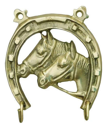 Porta Chaves Ferradura Cavalo Bronze Decoração 2 Ganchos