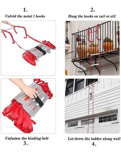 Fylzw Fire Escape Ladder 3 Story With Anti-skid Rungs To