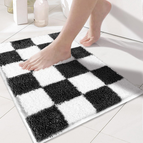 Alfombra De Baño De Cuadrícula Blanca Blanca De Lujo Tititex