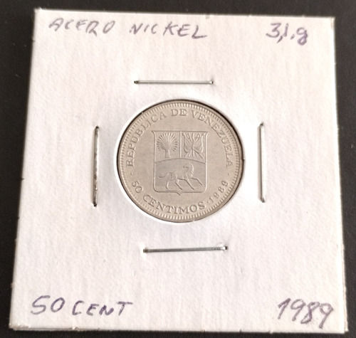 Moneda Acero-niquel 1989 Valor Facial 50 Centimos 