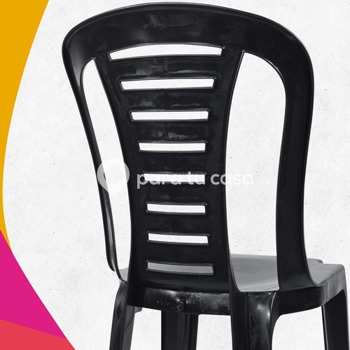 Imagen 4 de 10 de Silla Plástica X 10 Apilable Reforzada Negro Reina Quality