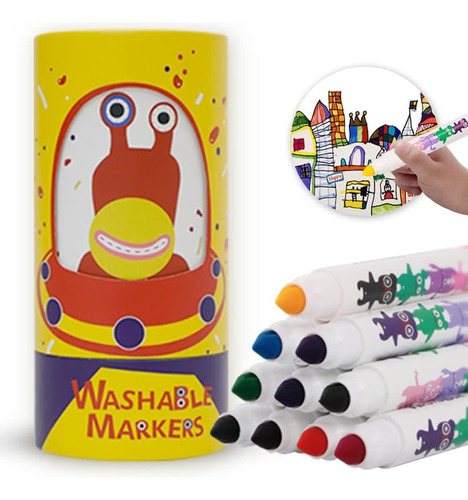 Ommo Marcadores Lavables Niños, 12 Colores, Proveedores Arte