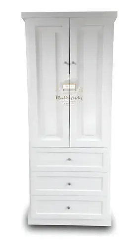 Closet De Madera 2 Cuerpos Rústicos. Blanco | Cuotas sin interés