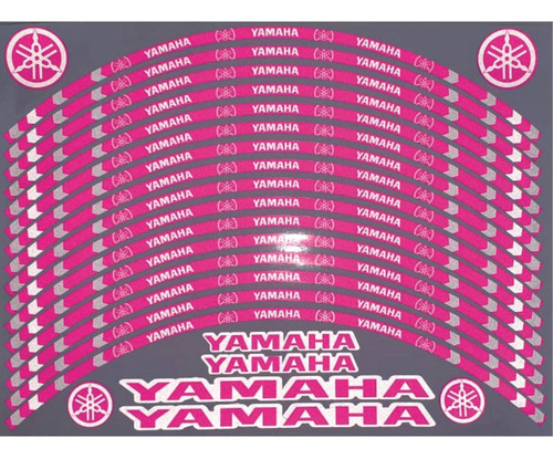 Refletivo  Roda Motos Yamaha C/ 22 Adesivos Kit 2 Rodas Rosa