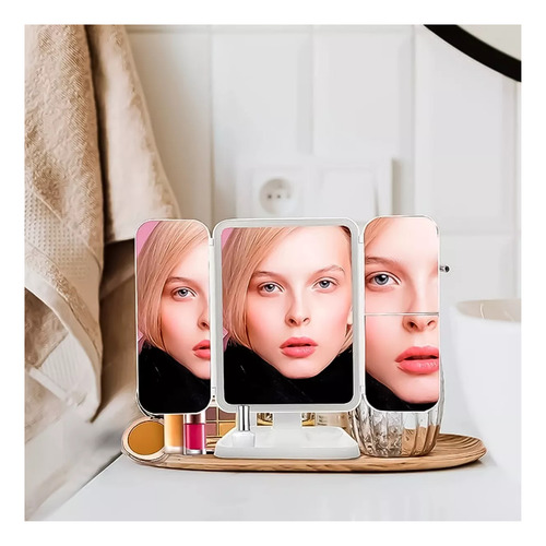 Espejo Maquillaje Profesional 22 Led Aumento Plegable Grande