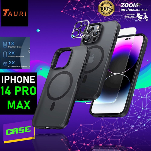 Imagen 1 de 8 de Forro iPhone 14 Pro Max + Protectores 2x Cámara 2x Pantalla