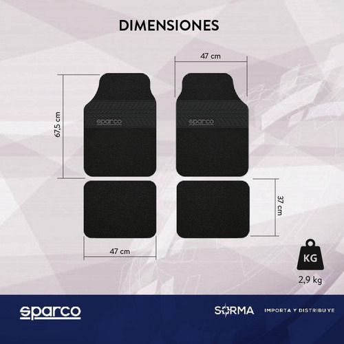 Imagen 5 de 10 de Cubre Alfombra Auto Sparco Padova 4 P Talonera Pvc