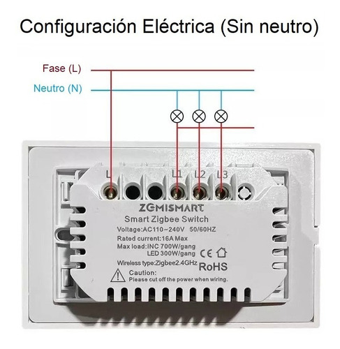 Imagen 7 de 7 de Zemismart Interruptor Inteligente Doble Sin Neutro Homekit