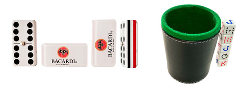 Domino Bacardi Jumbo Blanco + Cubilete Liso + Dados De Poke
