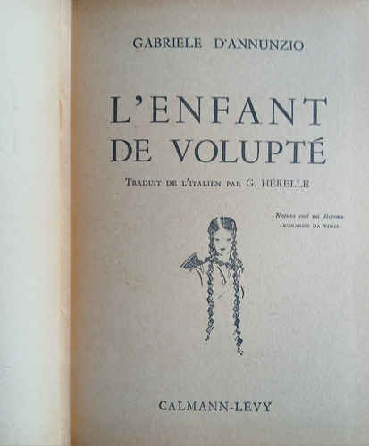 Gabriele D' Annunzio, L' Enfant De Volupte (en Frances)