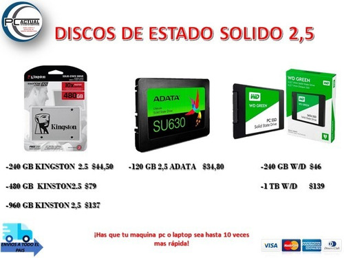 Disco Solido 240gb 480gb 960gb Kingston 2.5 Para Pc Y Laptop