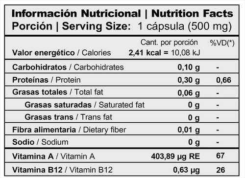 Chlorella Organikal Cápsulas Clorofila Antioxidante . Sin Sabor