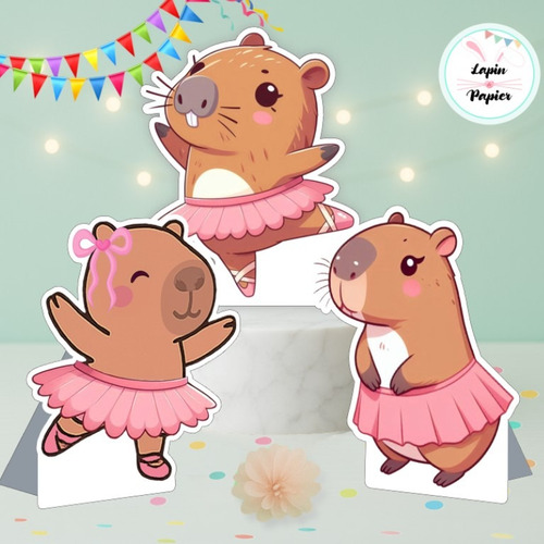 Silueta De Carton Con Pie Figura Corporea Capibara Bailarina Marrón Claro Capibara Bailarina