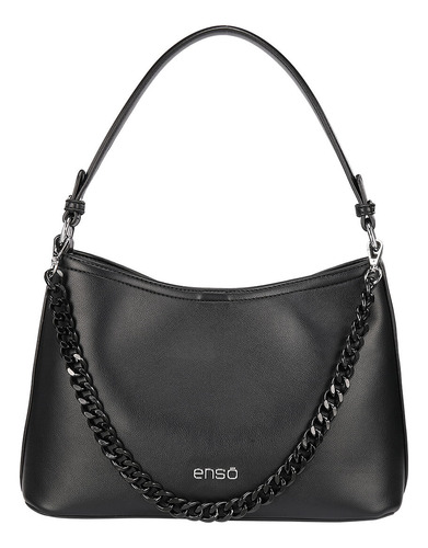 Bolsa Satchel Enso Mujer Eb243307stb Negro Acabado de los herrajes Níquel Diseño de la tela Liso