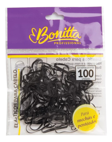 Elástico Para Cabelo Silicone Preto C/100un