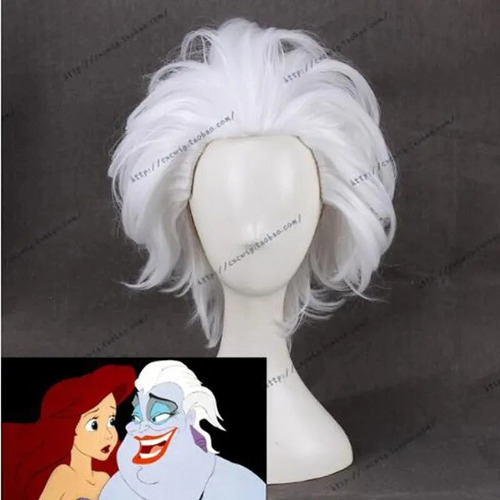 Peluca De Pelo Ursula Con Diseño De La Sirenita, Color Blanc