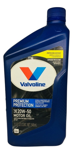 Aceite De Motor Valvoline Premium Protection 20w50 946 Ml