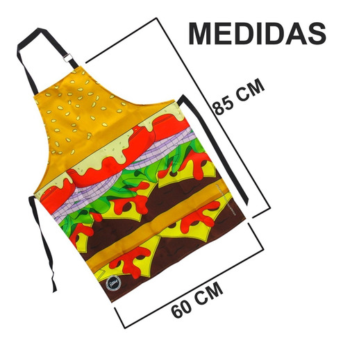 Imagen 3 de 9 de Delantal De Cocina Hamburguesa + Guante Manopla Hamburguesa