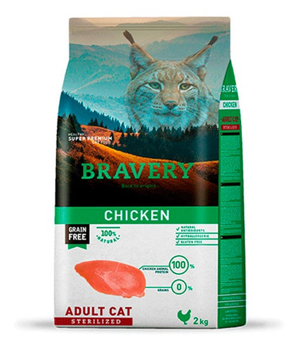 Bravery Gato Adulto Esterilizado Pollo 2 Kg