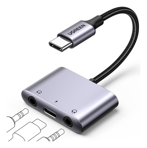 Adaptador De Audio Usb C A 3.5 Mm, Cargador 3 En 1