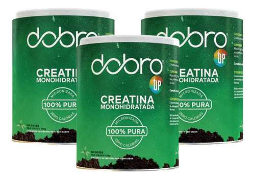 3x Creatina Monohidratada Up Dobro 300g Sabor Sem Sabor