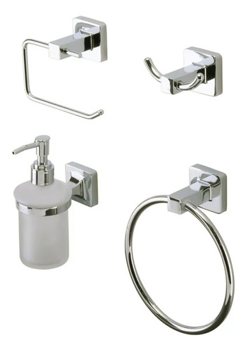 Set Accesorios Para Baño 4 Piezas Lujo Cuadrado