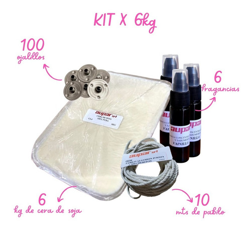 Imagen 2 de 10 de Kit Soja X 6 Kilos +insumos+ 6 Fragancias Super Concentrada.