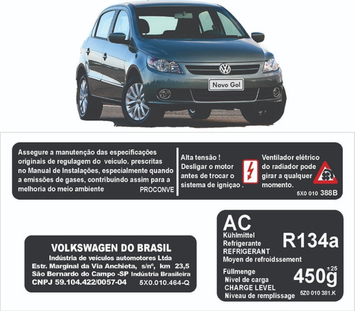 Kit De Adesivo Etiquetas Motor Volkswagen G5 Gol Parati