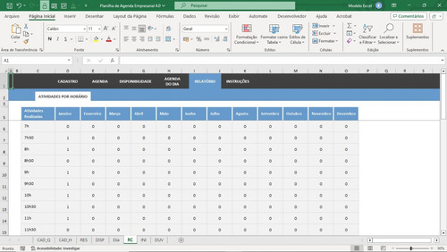 Planilha De Controle De Agenda Empresarial 4.0