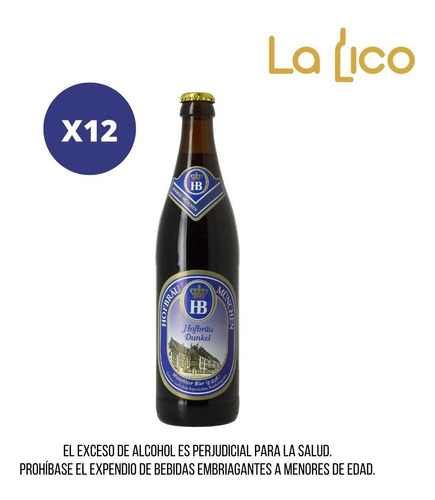 Cerveza Hofbräu Dunkel 500 Ml Botella  X - mL a $31