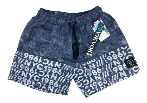 Short De Baño Vik Vok Lifestyle Niño Letras  Gris Osc  Cli