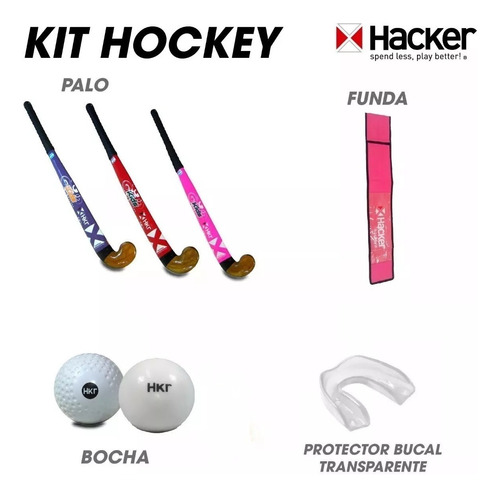 Combo Palo De Hockey+funda+bucal+bocha 28' A 36'