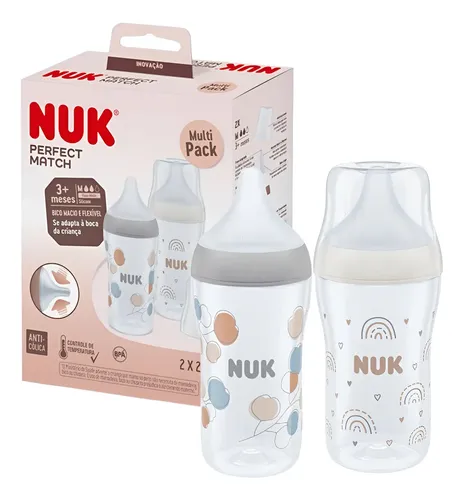 Conjunto 2 Mamadeiras Nuk Bico Silicone Imita Peito