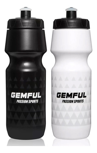 2 Botellas De Agua Gemful Para Bicicleta 750 Ml Plástico Color Negro Y Blanco