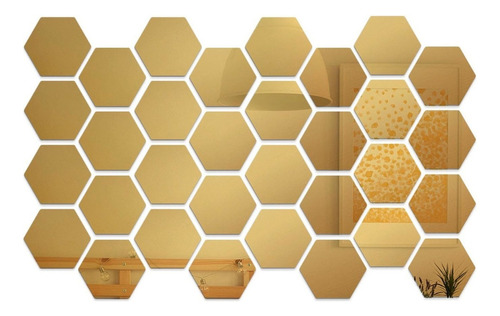 32 Pegatinas De Pared Con Espejo Hexagonal Extraíble