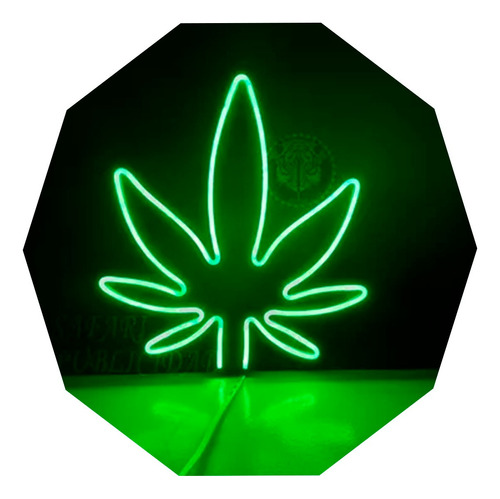 Cartel Hoja Cannabis En Neón Led / Grow / Deco / Luminoso