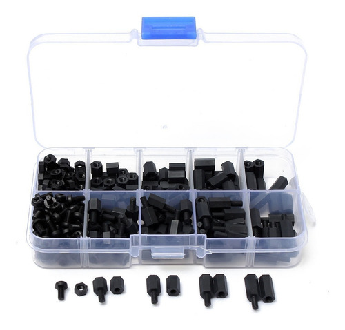 Nuevo 300pcs M3 Nylon Negro M-f Separadores Hexagonales Torn