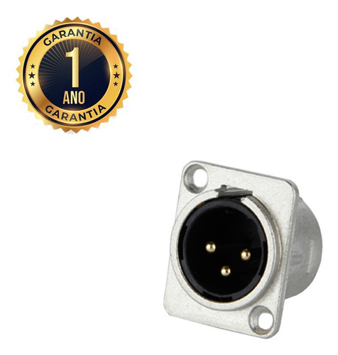 Conector Xlr Canon Painel Macho Hjh Com Pino Banhado A Ouro