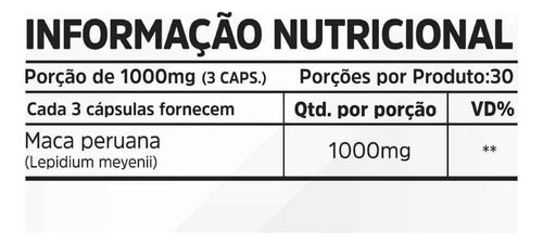 Maca Peruana 1000mg 90 Capsulas Nutrivitalle