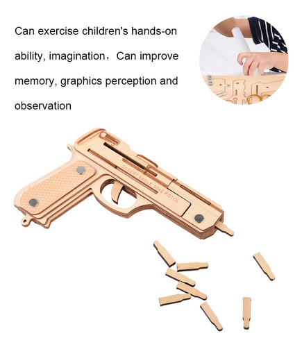 Rompecabezas De Madera 3d Con Banda Elástica, Pistola, Jugue