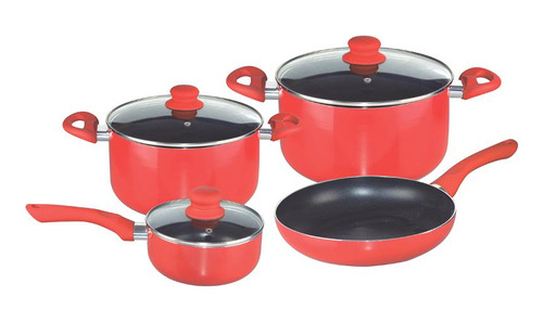 Batería De Cocina Antiadherente Cuori Fiamma 7 Piezas