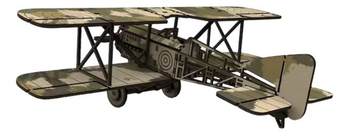 Miniatura Avião Biplano Quebra-cabeça 3d Em Mdf