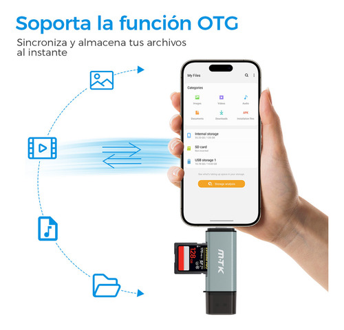 Adaptador tipo C y USB-A micro SD lector de tarjetas SD OTG celular