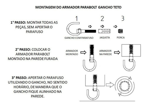 Imagem 4 de 5 de Gancho Para Rede Cadeira Balanço Teto Reforçado Inox